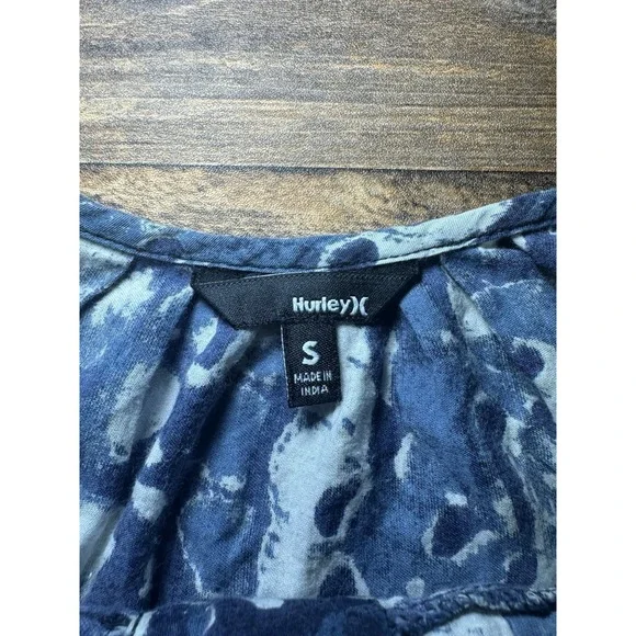 Hurley GVTTMNA Camisole S Blue White Abstract Print Cotton Spaghetti Strap Tank - Picture 4 of 8